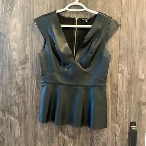 Dynamite vegan leather V deep neck tank.